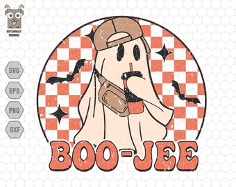 Boo-Jee Svg, Stanley Tumbler Inspired Ghost, Spooky Svg Files, Cute Ghost Svg, Boy Halloween Svg, Retro Halloween Svg, Checkered Boo-jee Svg