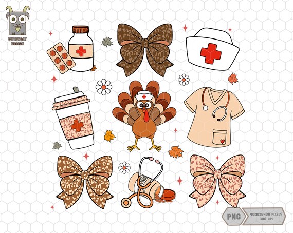 Fall Nurse Coquette Bow Png, Nursing Png, Turkey Nurse Png, Medicine Fall Png, Nurse Life Png, ER Nurse Png, ICU Thanksgiving,Fall Vibes Png