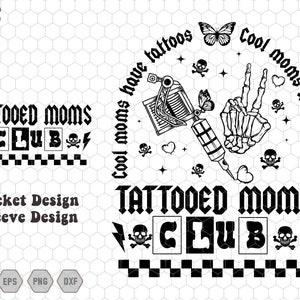 Tattooed Moms Club Svg, Cool Moms Have Tattooed Svg, Inked Mama Svg, Rockin Mama Svg, Mom Life Svg, Checkered Mama Svg, Sarcasm Mom Svg