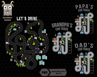Daddy&#39;s Car Track Png Bundle, Cars on Daddy&#39;s Back, Father and Son Png, Funny Fathers Day Png, Grandpa Car Track Png, Racing Dad Png,Dad Png