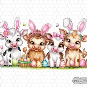 Vaca de las Tierras Altas del Día de Pascua Png, Linda Vaca de Pascua Png, Retro Pascua Png, Feliz Pascua Png, Amante de los Animales, Diseño de Sublimación, Descarga Digital