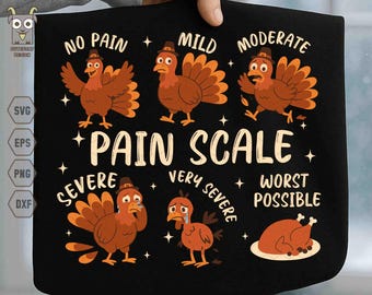 Escala del dolor, pavo, Acción de Gracias, SVG, enfermera, Acción de Gracias, SVG de atención médica otoñal, SVG de ropa de trabajo hospitalaria, regalo para compañeros de trabajo, SVG moderno y humorístico