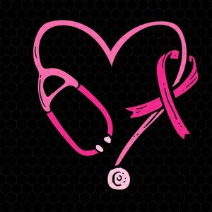 Pink Stethoscope Svg, Nurse Medical Svg, Breast Cancer Awareness Svg, Breast Cancer Nurse, Nurse Life Svg, Cancer Ribbon Svg, Fight Cancer