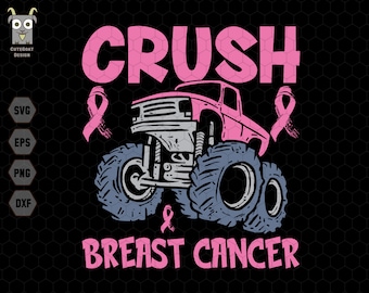 Crush Brustkrebs SVG, Krebs Kampf, Brustkrebs Awareness SVG, Cricut, Monster Truck rosa, Jungen Brustkrebs für Mama svg