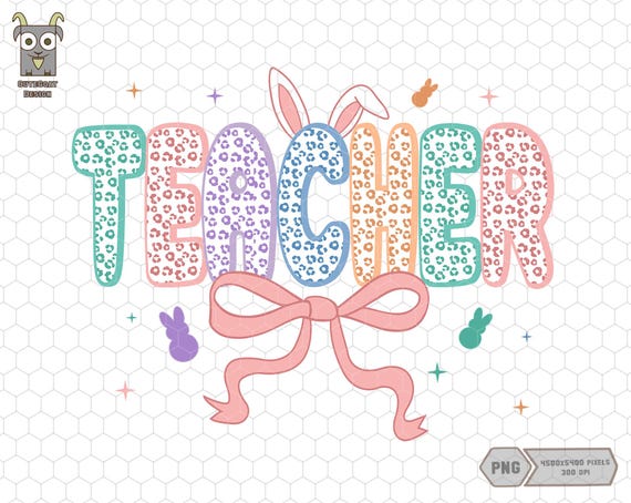 Teacher Easter Png, Leopard Coquette Bow Png, Hoppy Teacher Png, Easter School Png, Easter Bunny Png, Rabbit Ears Png, Easter Vibes Png