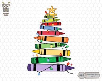 Teacher Christmas Png, Crayon Tree Light Png, Gifts Student Shirt, Teacher Christmas Gift, School Christmas Png, Merry Christmas,Sublimation