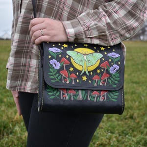 Luna Moth Crossbody Leather Bag