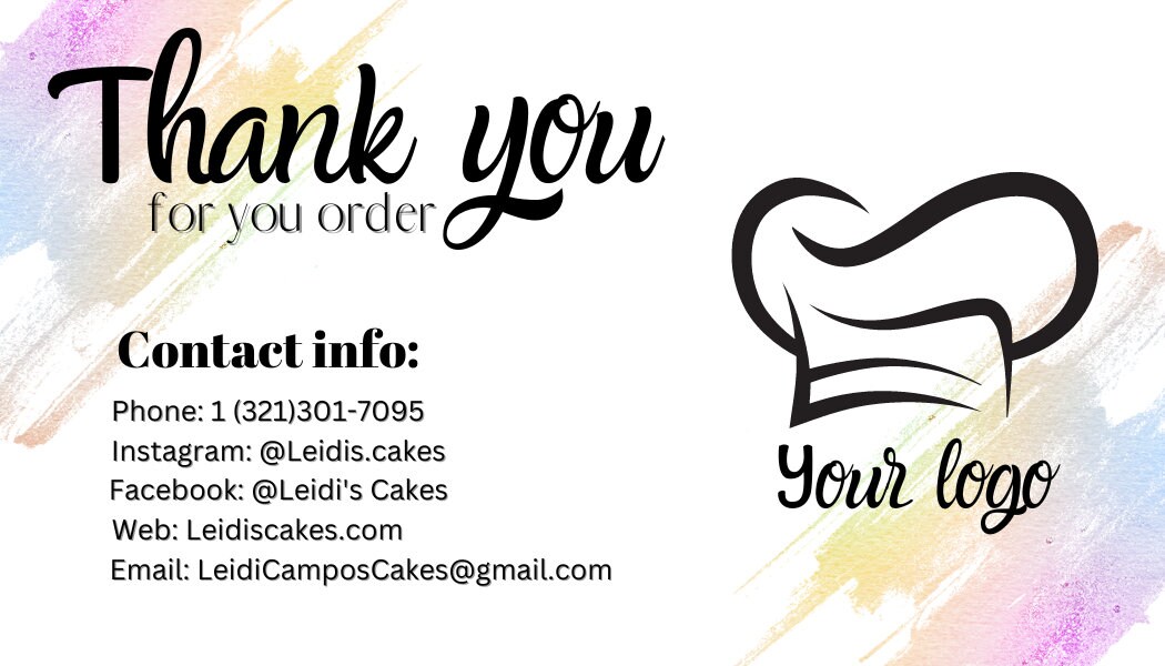 Editable Cake Business Thankyou Cards - Etsy