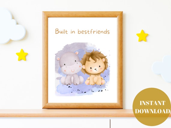 Nursery Printable Kids Bedroom Printable TWINS Watercolor - Etsy
