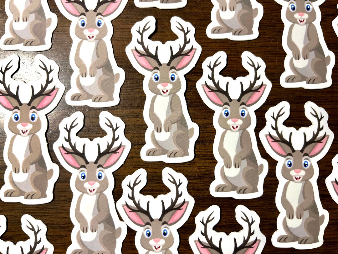 Jackal Sticker Jackalope Sticker / Jackrabbit Sticker / Folklore Sticker / Cute Animal ...