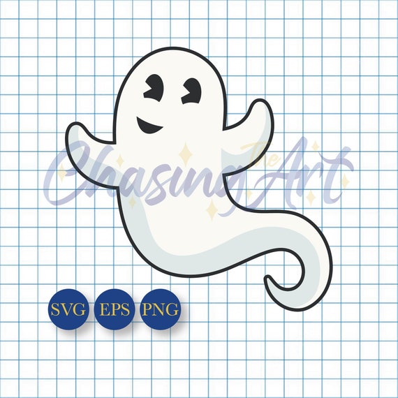 Smiling Ghost Svg Spooky Halloween File Cute Ghost Clipart Etsy