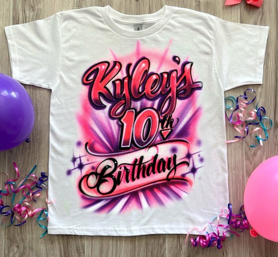 10th Birthday Girl Airbrush Shirt Etsy
