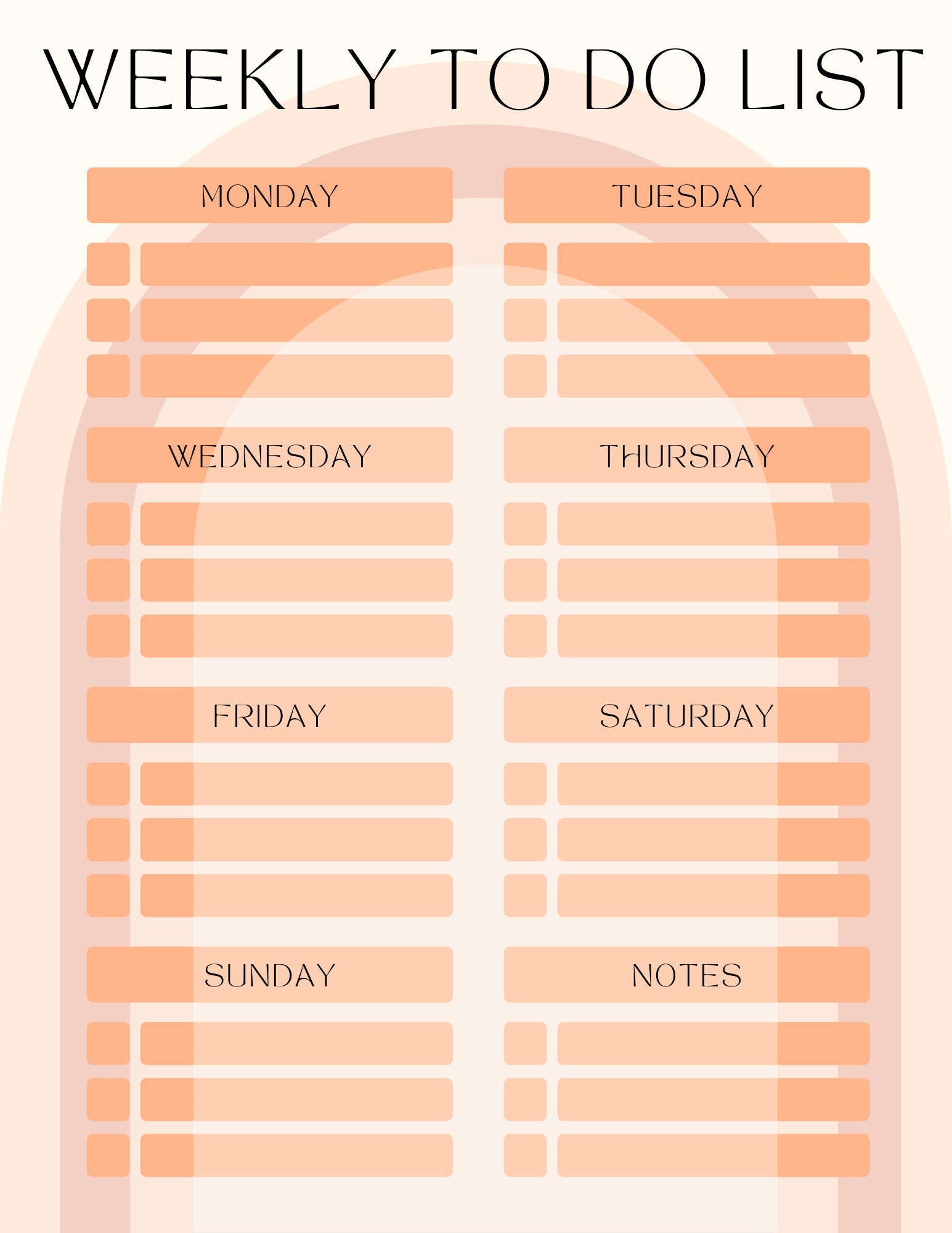 Checklist Arch Arches Minimalist Weekly Planner, Instant Download, Pink Arches Weekly ...
