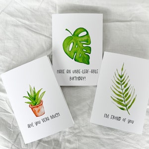 Watercolor Plant Pun Cards | Set of Greeting Cards | Assorted Set of Cards | Monstera Card | Gift for Plant Lover | Aloe Vera Card