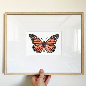 5x7 Watercolor Monarch Butterfly Print | Physical Art Print | Orange Butterfly Print | Watercolor Butterfly | Butterfly Artwork | Entomology