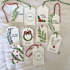 Set of 10 Hand Painted Watercolor Gift Tags | Christmas Gift Tags | Typewriter Gift Tags | Holiday Gift Tags | Unique Gift Tags