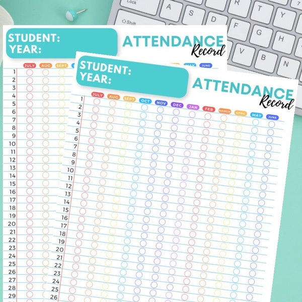 Homeschool Attendance Log; Homeschooling Records; Attendance Sheet; Attendance Record; Homeschool Log; Organization; Instant Download