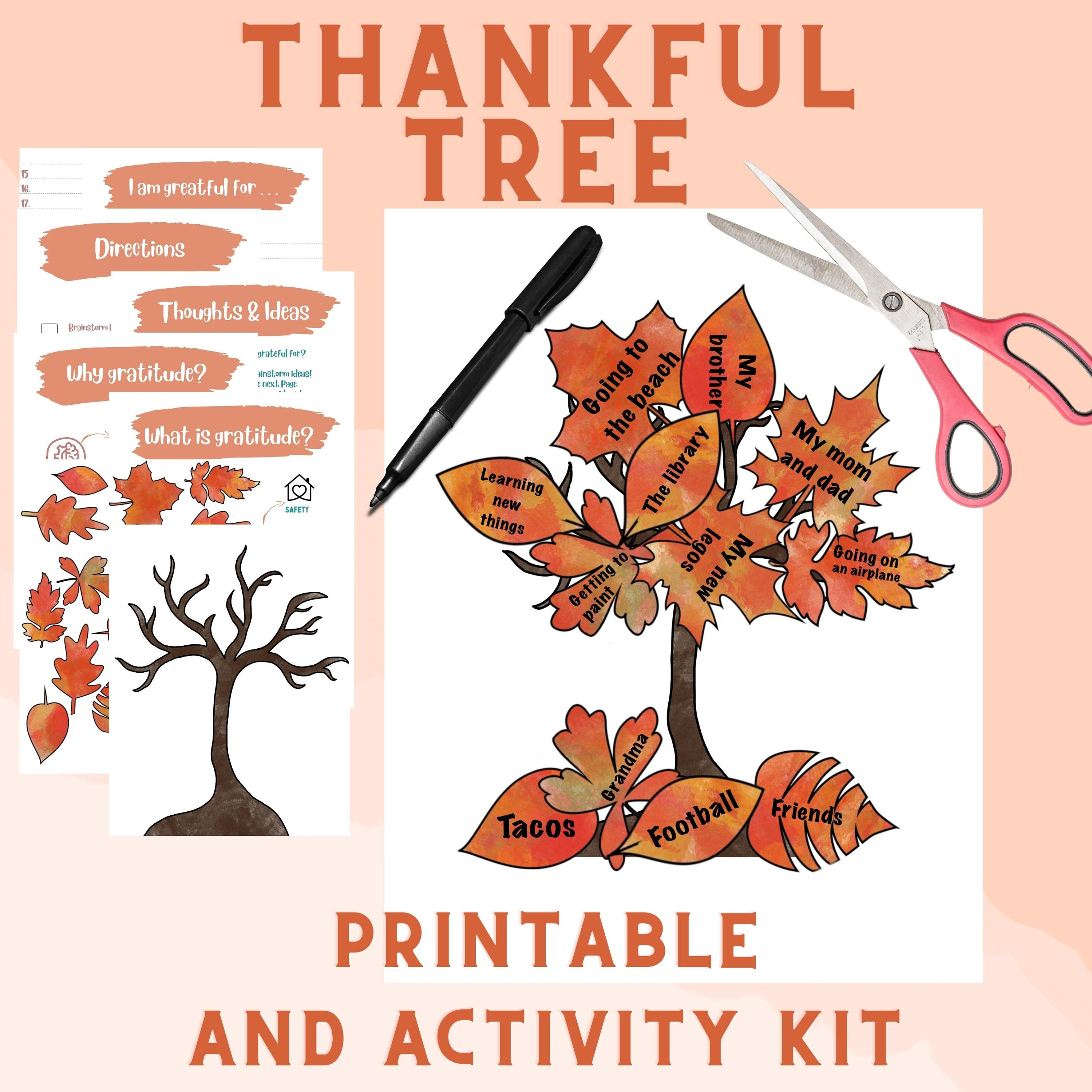 Thankful Tree Printable and Activity Kit Gratitude Digital Download