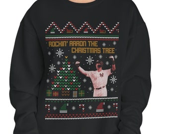 Aaron Judge Ugly Christmas Sweater Unisex NuBlend® Crewneck Sweatshirt, baseball, New York Yankees merch, MLB, gift for baseball fans