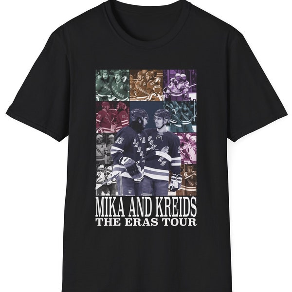 Mika Zibanejad and Chris Kreider The Eras Tour Unisex Softstyle T-Shirt, hockey, nhl, NYR merch, goalie, gift for her, gift for him