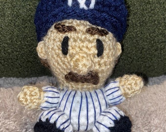 Mini Don Mattingly amigurumi doll, crochet, gift for baseball fans, crochet doll, New York, yankee, handmade, gift for her, baseball player