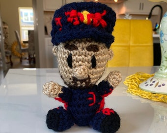 Poupée Amigurumi Daniel Ricciardo au crochet, cadeau pour fan de course de F1