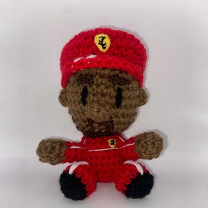 Mini 2025 Lewis Hamilton crocheted doll, handmade doll, amigurumi, gift for her, gift for him, gift for f1 fans, racing, Motorsport