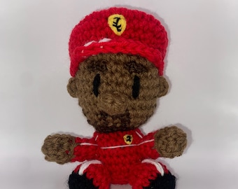 Mini 2025 Lewis Hamilton crocheted doll, handmade doll, amigurumi, gift for her, gift for him, gift for f1 fans, racing, Motorsport