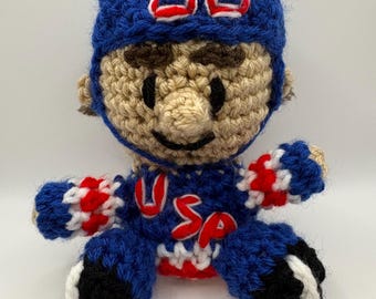 Mini Jack Hughes Team USA crocheted doll, amigurumi, hockey, gold medal champion