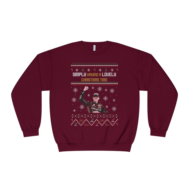 Max Verstappen Lovely Christmas Sweater Unisex NuBlend® Crewneck Sweatshirt, racing, motorsports, gift for f1 fans, formula one, f1 merch Maroon