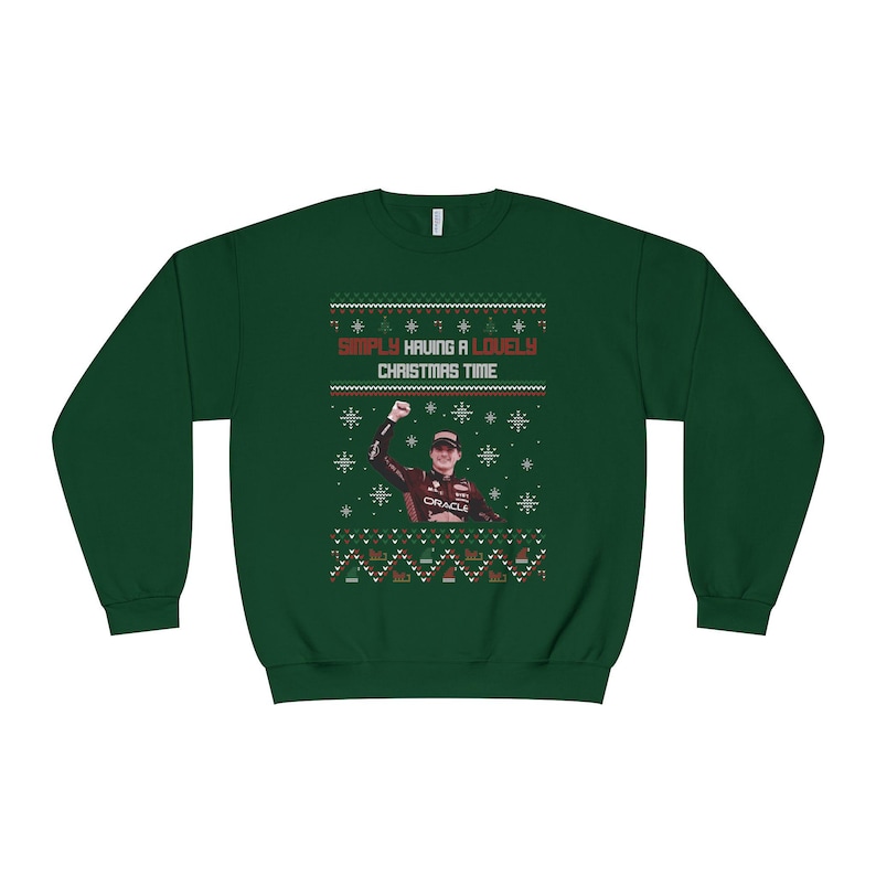 Max Verstappen Lovely Christmas Sweater Unisex NuBlend® Crewneck Sweatshirt, racing, motorsports, gift for f1 fans, formula one, f1 merch Forest Green