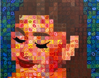 Ariana Grande Grid Painting Digital Print