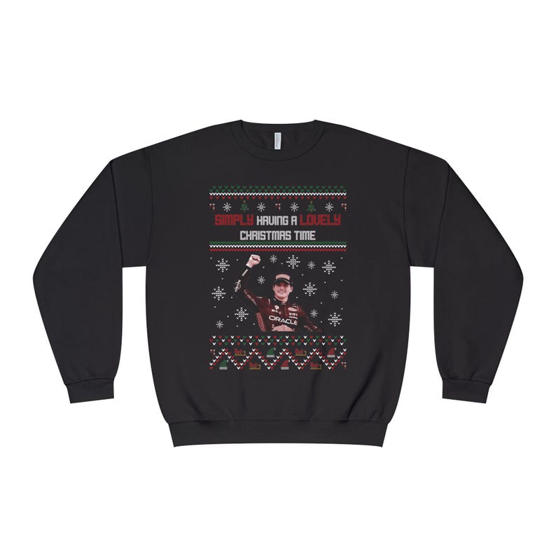 Max Verstappen Lovely Christmas Sweater Unisex NuBlend® Crewneck Sweatshirt, racing, motorsports, gift for f1 fans, formula one, f1 merch Black