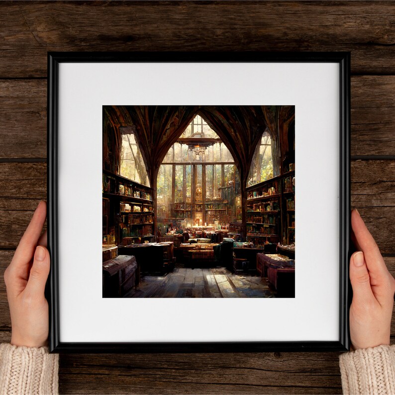 Antique Library Art Print Vintage Wall Art Victorian Home Decor Magic
