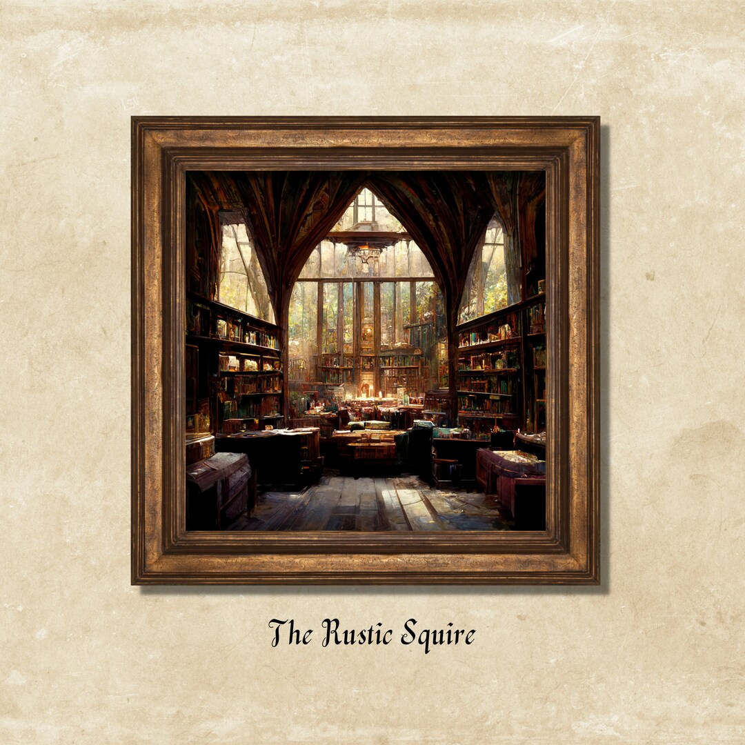 Antique Library Art Print Vintage Wall Art Victorian Home Decor Magic