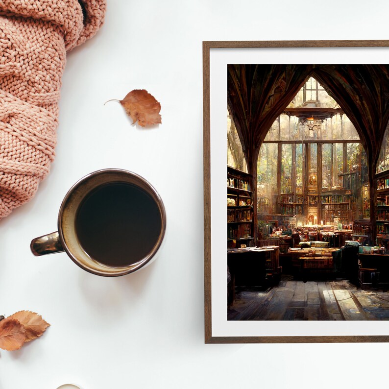 Antique Library Art Print Vintage Wall Art Victorian Home Decor Magic