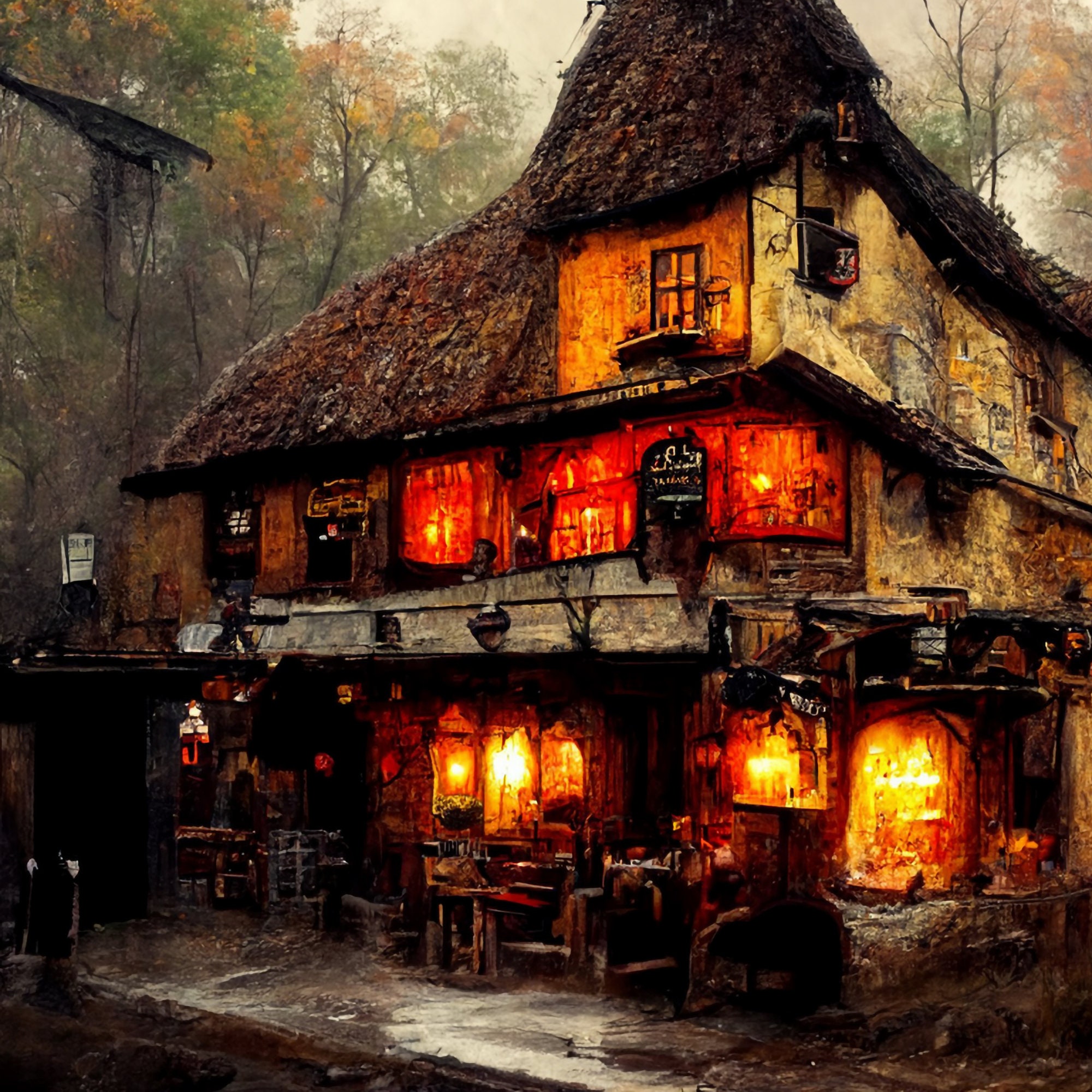 Rustic Medieval Images Rustic Medieval Tavern Art Print | Antique Wall Art | Vintage Home ...