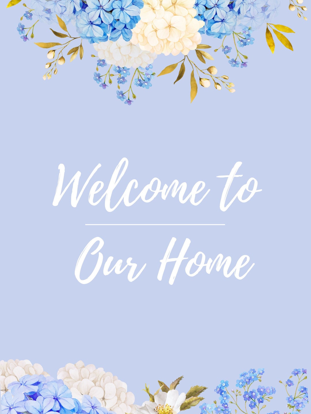 to Our Home Wall Art Light Blue Florals Poster Etsy