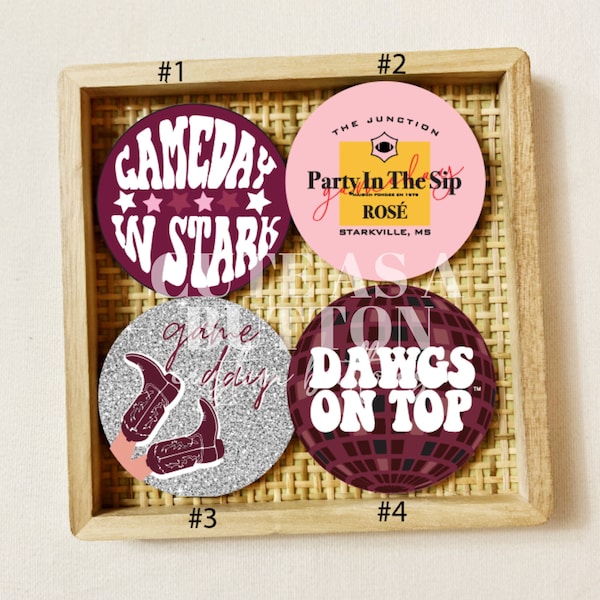 Mississippi State Gameday Buttons | MSU Football Buttons | Heckklappenknöpfe | Spieltag Pins | Fußball Saison