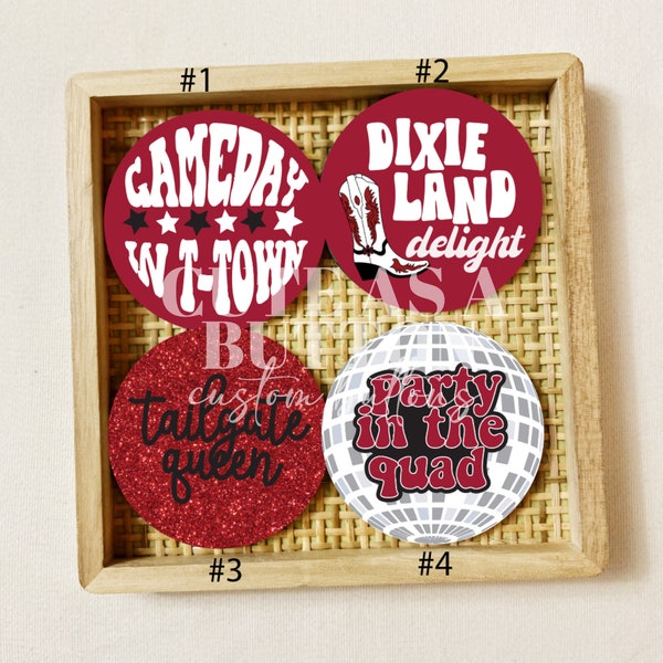 Alabama Gameday Buttons | Bama Football Buttons | Tailgate Buttons | Gameday Pins | Football Season