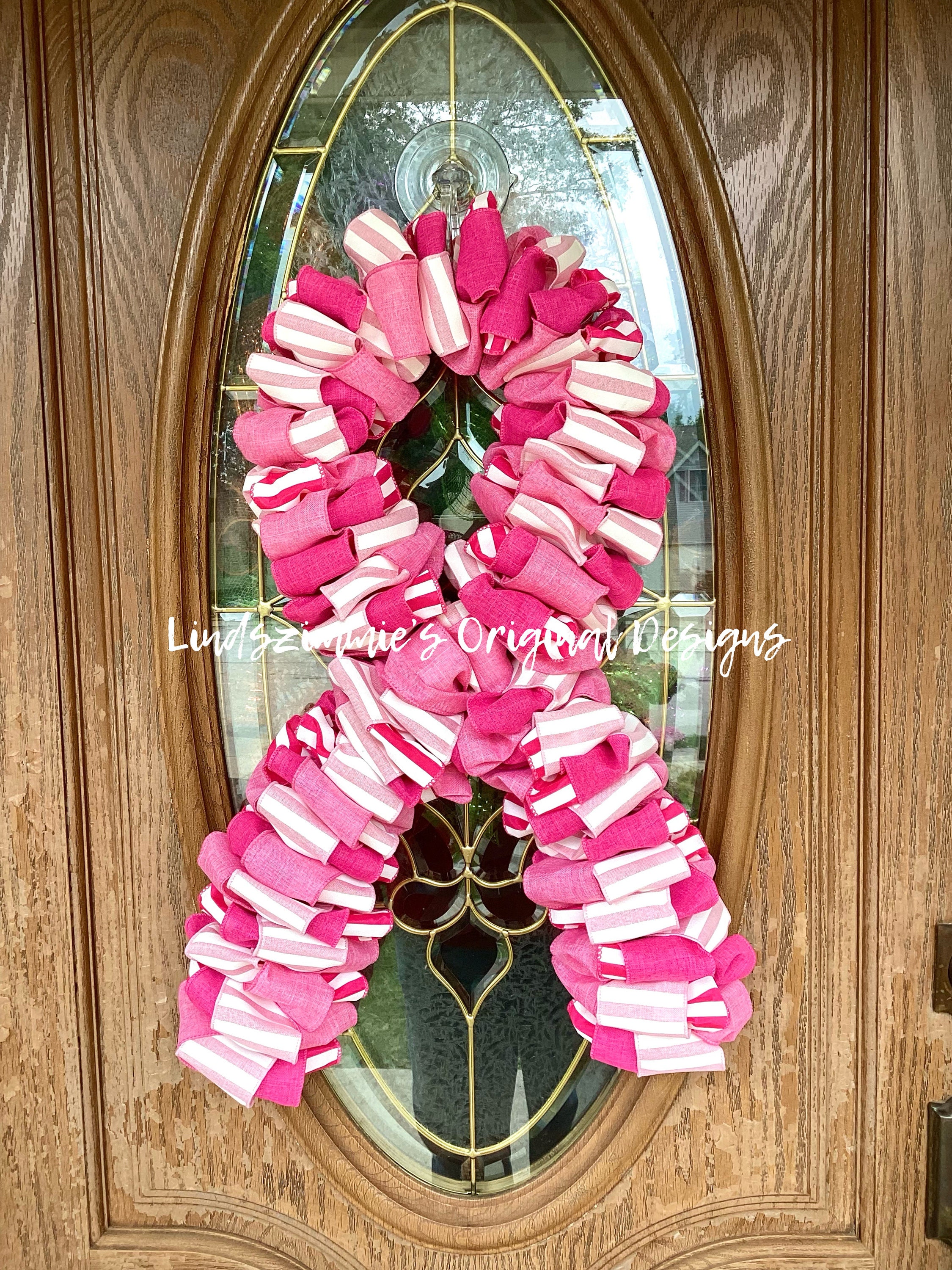 Breast Cancer Wreath, Breast Cancer Awareness Ribbon Wreath, Breast