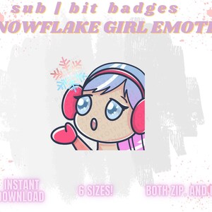 Winter Cute SNOWFLAKE GIRL | Twitch Emotes | Twitch Graphics | Youtube | Discord | Streamer | Badges |