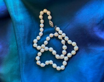 Cultured Round Baroque White Knotted Pearls 16" (6-6.5mm)