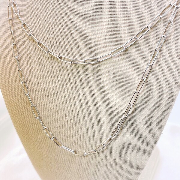 Silver Paperclip Necklace Etsy