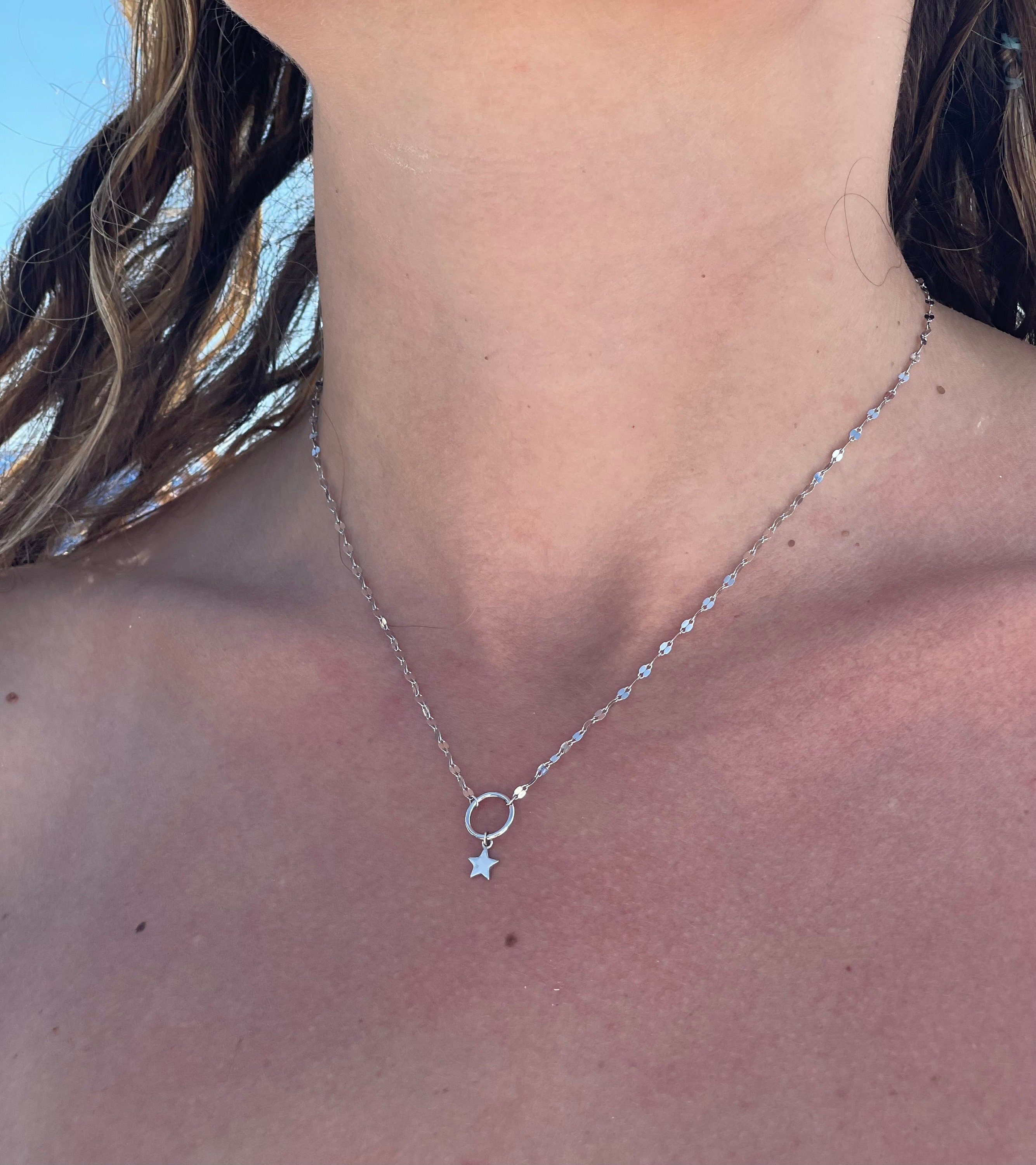 Sparkle Mirror Chain Necklacesequin Chain Necklacestar Etsy