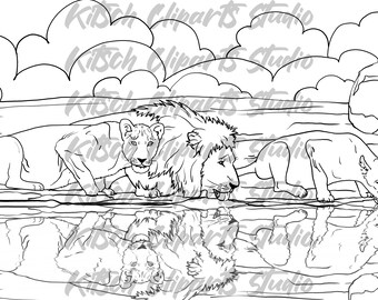 Lions, Digital Download, Coloring Pages, Digital Download, Sublimation  Design, JPG Pages, Simple Image, Africa, Animals, Cub, Lion, Nature - Etsy