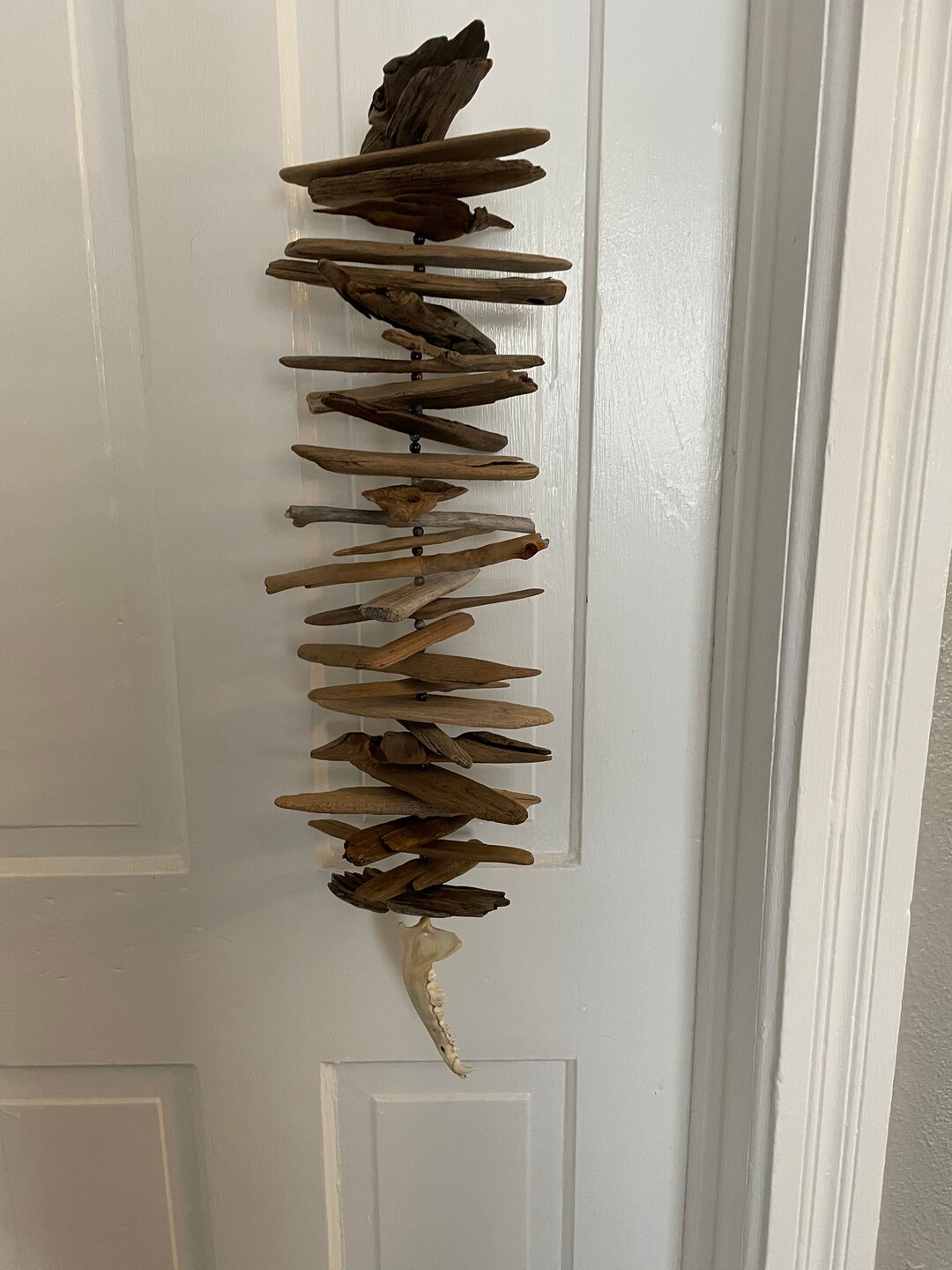 35 Inch Valhalla Ladder V0150 Coyote Jaw Bone Stone Beads Housewarming