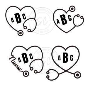 Heart stethoscope monogram frame SVG - SVG/PNG design - nurse svg