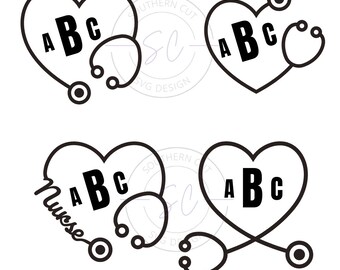 Heart stethoscope monogram frame SVG - SVG/PNG design - nurse svg