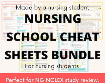 Nursing School 5 Cheat Sheets Bundle! Made By a Nursing Student!
